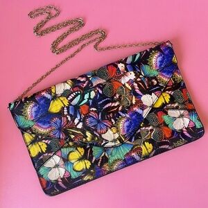 Butterfly Clutch Purse with Gold Chain